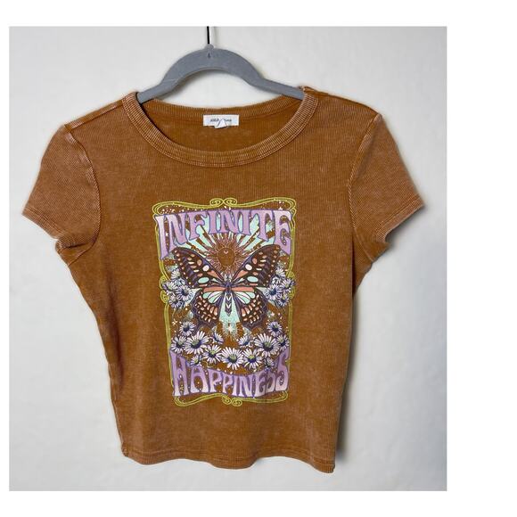 Infinite Happiness Butterfly Medium Crop Top Shirt - Picture 1 of 2